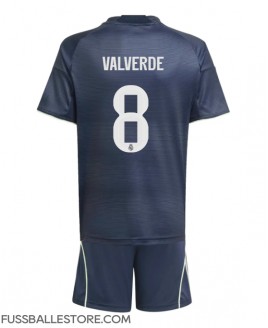 Günstige Real Madrid Federico Valverde #8 Auswärts Trikotsatzt Kinder 2025-26 Kurzarm (+ Kurze Hosen)